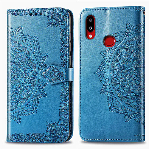 Leather Case Stands Fashionable Pattern Flip Cover Holder for Samsung Galaxy A10s Blue