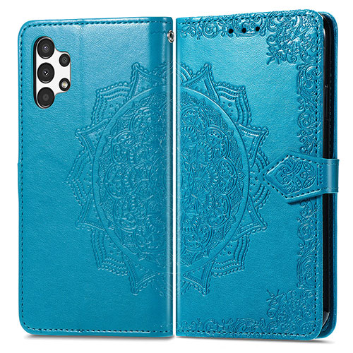 Leather Case Stands Fashionable Pattern Flip Cover Holder for Samsung Galaxy A13 4G Blue