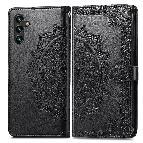 Leather Case Stands Fashionable Pattern Flip Cover Holder for Samsung Galaxy A13 5G Black