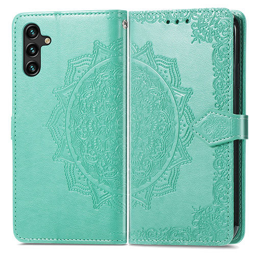 Leather Case Stands Fashionable Pattern Flip Cover Holder for Samsung Galaxy A13 5G Green