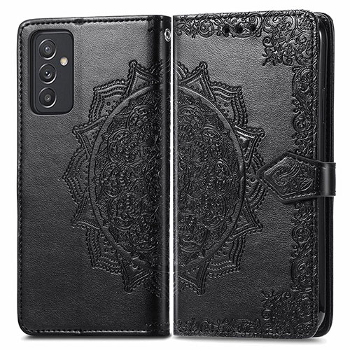 Leather Case Stands Fashionable Pattern Flip Cover Holder for Samsung Galaxy A15 LTE Black