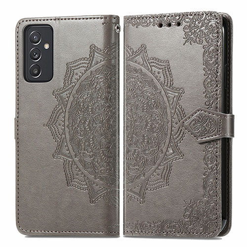 Leather Case Stands Fashionable Pattern Flip Cover Holder for Samsung Galaxy A15 LTE Gray