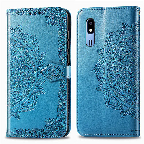 Leather Case Stands Fashionable Pattern Flip Cover Holder for Samsung Galaxy A2 Core A260F A260G Blue