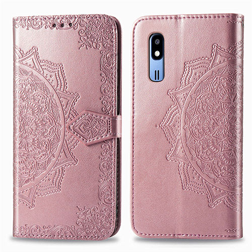 Leather Case Stands Fashionable Pattern Flip Cover Holder for Samsung Galaxy A2 Core A260F A260G Rose Gold
