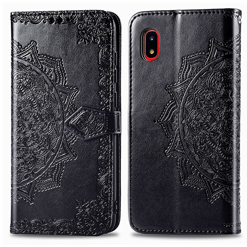 Leather Case Stands Fashionable Pattern Flip Cover Holder for Samsung Galaxy A20 SC-02M SCV46 Black