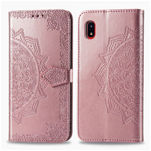 Leather Case Stands Fashionable Pattern Flip Cover Holder for Samsung Galaxy A20 SC-02M SCV46 Rose Gold