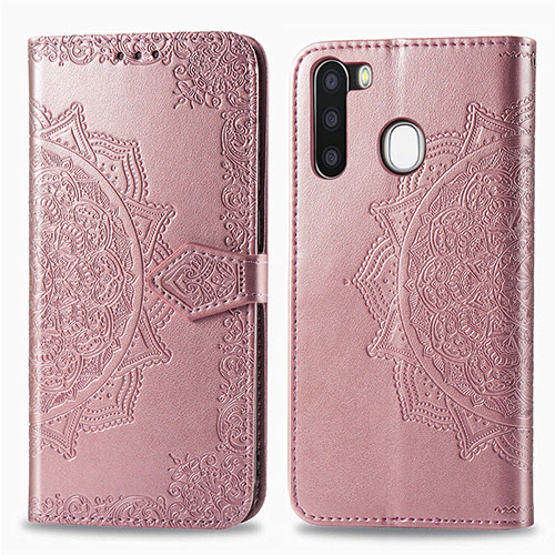 Leather Case Stands Fashionable Pattern Flip Cover Holder for Samsung Galaxy A21 European Rose Gold