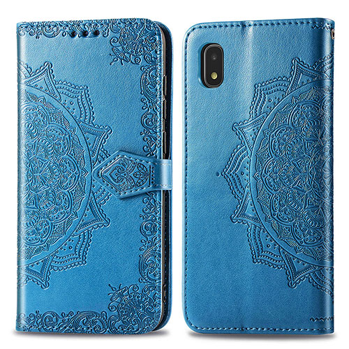 Leather Case Stands Fashionable Pattern Flip Cover Holder for Samsung Galaxy A21 SC-42A Blue