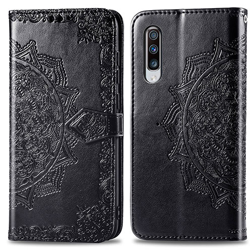 Leather Case Stands Fashionable Pattern Flip Cover Holder for Samsung Galaxy A70S Black