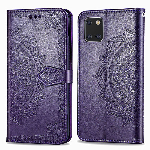 Leather Case Stands Fashionable Pattern Flip Cover Holder for Samsung Galaxy A81 Purple