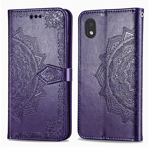 Leather Case Stands Fashionable Pattern Flip Cover Holder for Samsung Galaxy M01 Core Purple