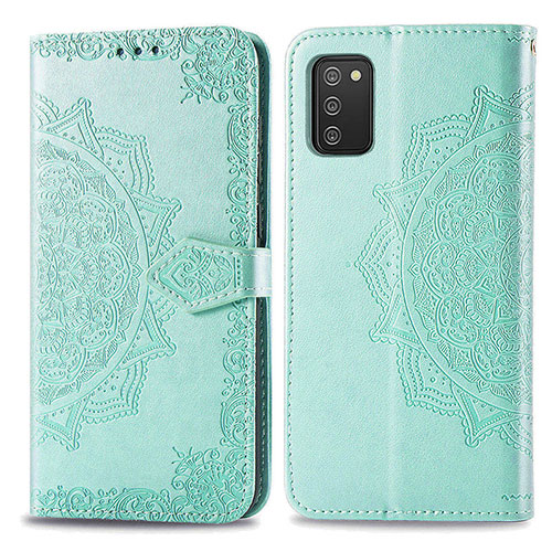 Leather Case Stands Fashionable Pattern Flip Cover Holder for Samsung Galaxy M02s Green