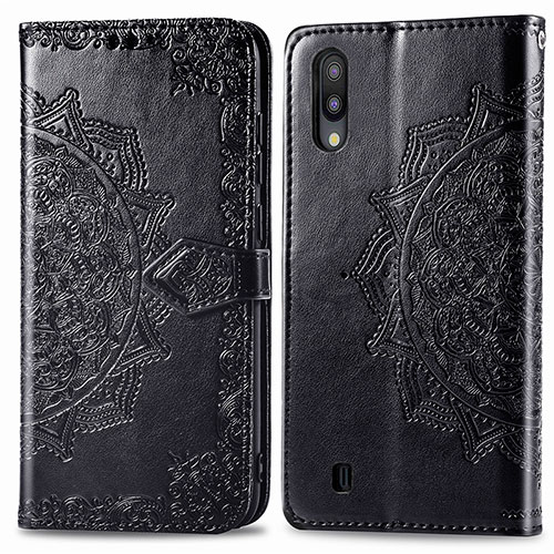 Leather Case Stands Fashionable Pattern Flip Cover Holder for Samsung Galaxy M10 Black