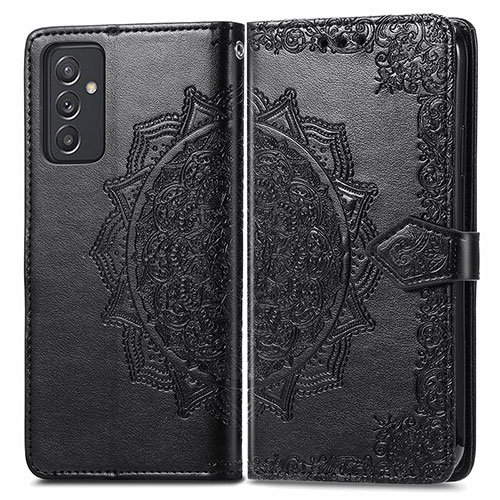 Leather Case Stands Fashionable Pattern Flip Cover Holder for Samsung Galaxy M14 5G Black