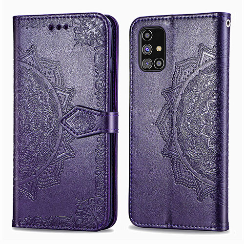 Leather Case Stands Fashionable Pattern Flip Cover Holder for Samsung Galaxy M31s Purple