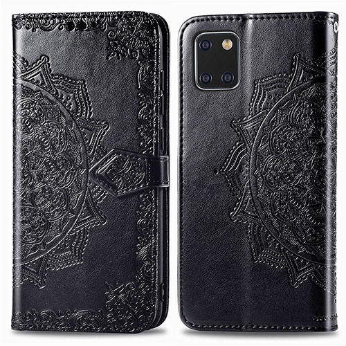 Leather Case Stands Fashionable Pattern Flip Cover Holder for Samsung Galaxy M60s Black