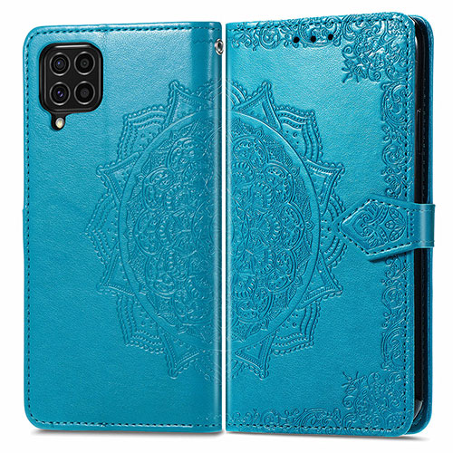 Leather Case Stands Fashionable Pattern Flip Cover Holder for Samsung Galaxy M62 4G Blue