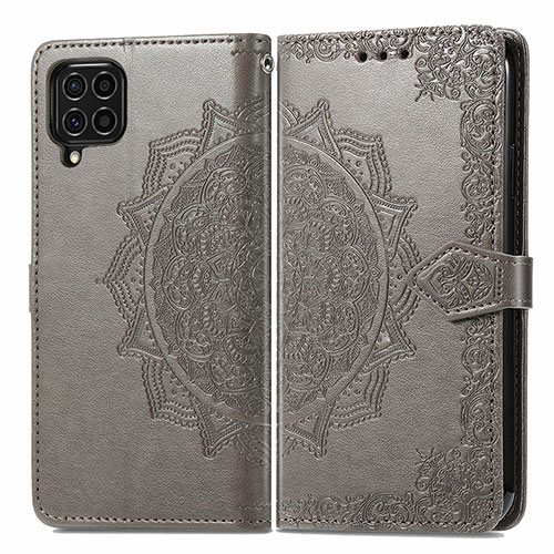 Leather Case Stands Fashionable Pattern Flip Cover Holder for Samsung Galaxy M62 4G Gray