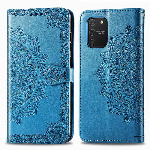 Leather Case Stands Fashionable Pattern Flip Cover Holder for Samsung Galaxy M80S Blue