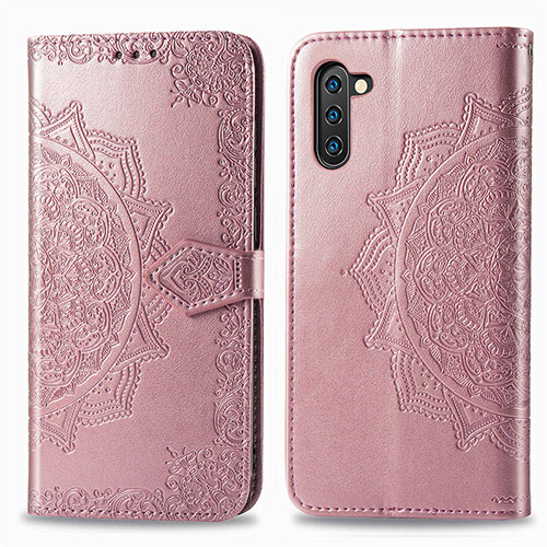 Leather Case Stands Fashionable Pattern Flip Cover Holder for Samsung Galaxy Note 10 5G Rose Gold