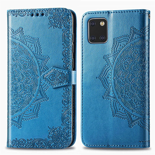 Leather Case Stands Fashionable Pattern Flip Cover Holder for Samsung Galaxy Note 10 Lite Blue