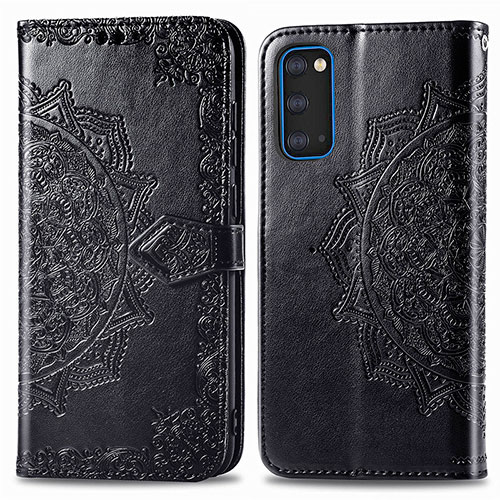 Leather Case Stands Fashionable Pattern Flip Cover Holder for Samsung Galaxy S20 Black