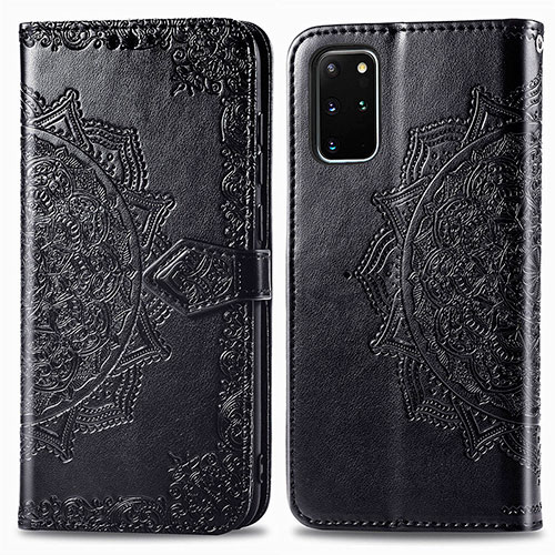 Leather Case Stands Fashionable Pattern Flip Cover Holder for Samsung Galaxy S20 Plus 5G Black