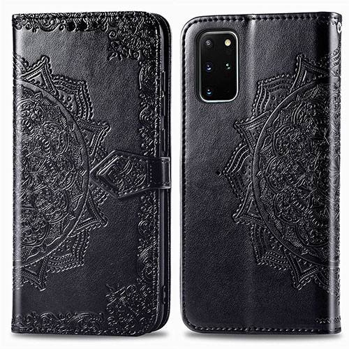 Leather Case Stands Fashionable Pattern Flip Cover Holder for Samsung Galaxy S20 Plus Black