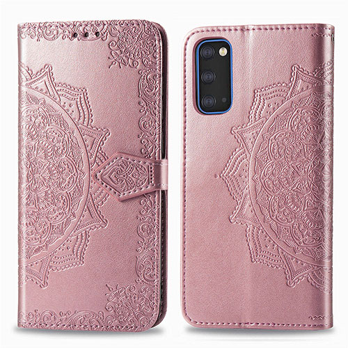 Leather Case Stands Fashionable Pattern Flip Cover Holder for Samsung Galaxy S20 Rose Gold