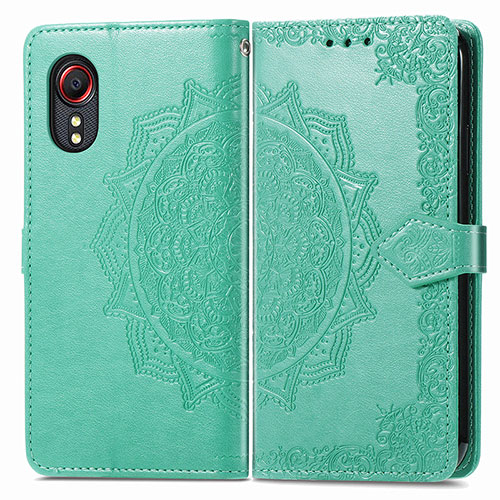 Leather Case Stands Fashionable Pattern Flip Cover Holder for Samsung Galaxy XCover 5 SM-G525F Green