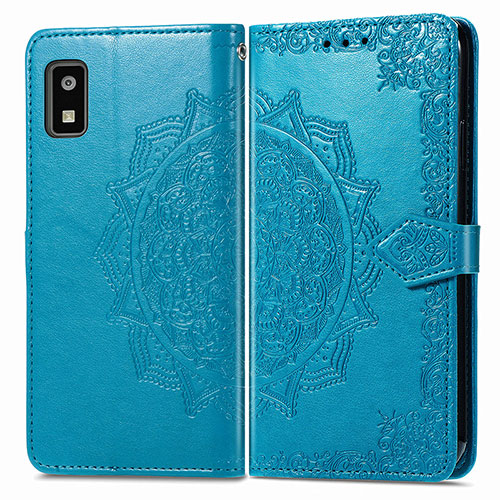 Leather Case Stands Fashionable Pattern Flip Cover Holder for Sharp Aquos wish3 Blue