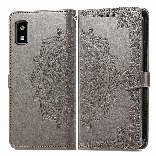 Leather Case Stands Fashionable Pattern Flip Cover Holder for Sharp Aquos wish3 Gray