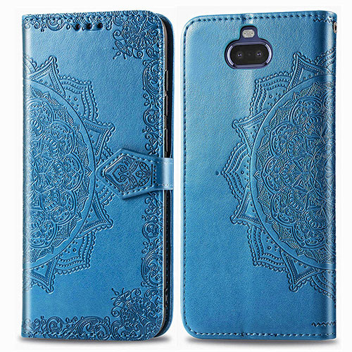 Leather Case Stands Fashionable Pattern Flip Cover Holder for Sony Xperia 8 Blue