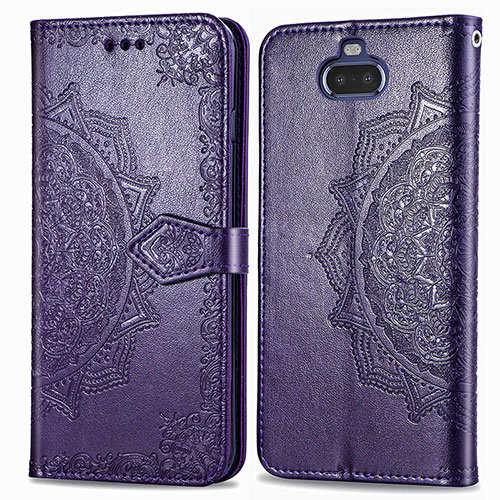 Leather Case Stands Fashionable Pattern Flip Cover Holder for Sony Xperia 8 Purple