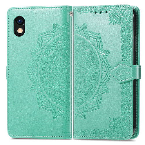 Leather Case Stands Fashionable Pattern Flip Cover Holder for Sony Xperia Ace III SO-53C Green