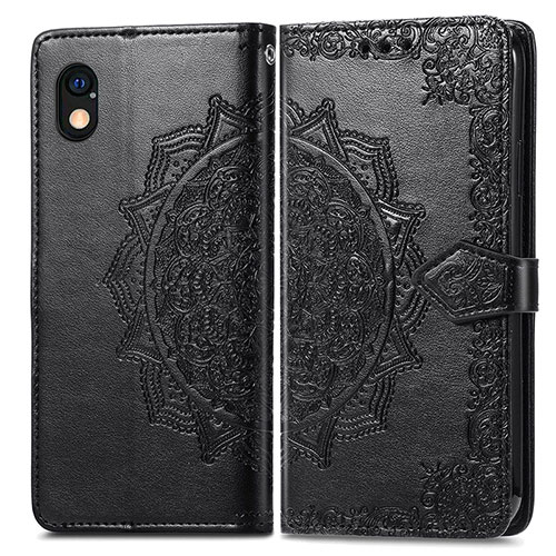 Leather Case Stands Fashionable Pattern Flip Cover Holder for Sony Xperia Ace III SOG08 Black