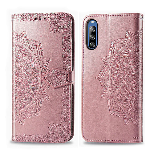 Leather Case Stands Fashionable Pattern Flip Cover Holder for Sony Xperia L4 Rose Gold