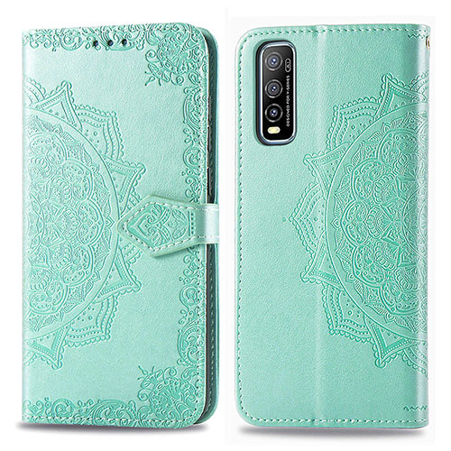 Leather Case Stands Fashionable Pattern Flip Cover Holder for Vivo iQOO U1 Green