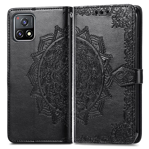 Leather Case Stands Fashionable Pattern Flip Cover Holder for Vivo iQOO U3 5G Black