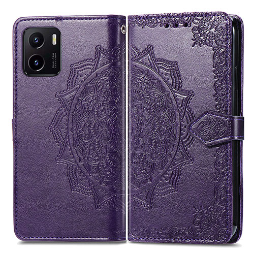 Leather Case Stands Fashionable Pattern Flip Cover Holder for Vivo Y01 Rose Gold