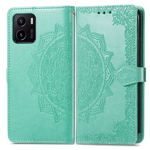 Leather Case Stands Fashionable Pattern Flip Cover Holder for Vivo Y01A Green