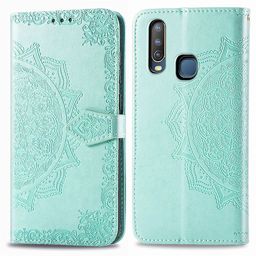 Leather Case Stands Fashionable Pattern Flip Cover Holder for Vivo Y3 Green