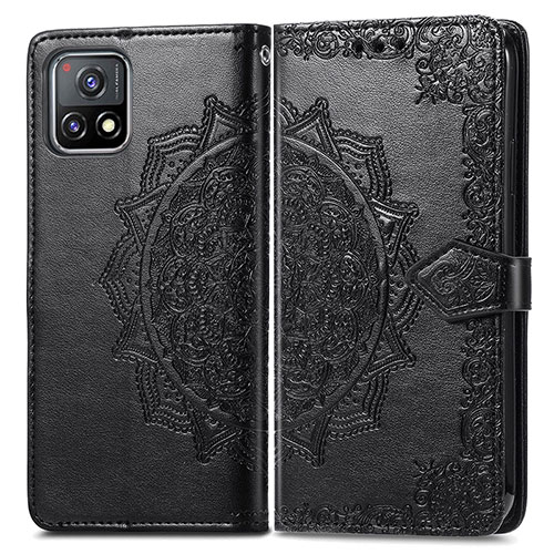 Leather Case Stands Fashionable Pattern Flip Cover Holder for Vivo Y31s 5G Black