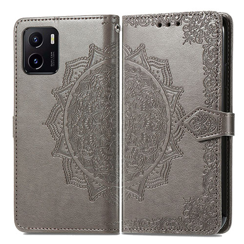 Leather Case Stands Fashionable Pattern Flip Cover Holder for Vivo Y32t Gray