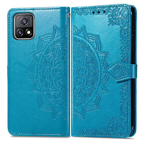 Leather Case Stands Fashionable Pattern Flip Cover Holder for Vivo Y52s 5G Blue