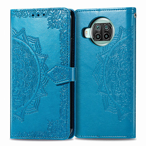 Leather Case Stands Fashionable Pattern Flip Cover Holder for Xiaomi Mi 10i 5G Blue