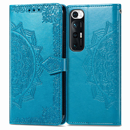 Leather Case Stands Fashionable Pattern Flip Cover Holder for Xiaomi Mi 10S 5G Blue