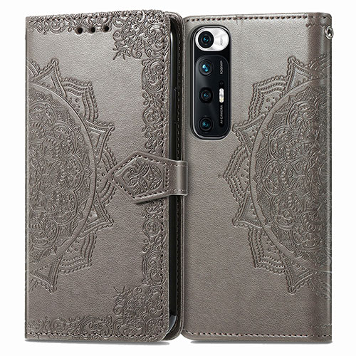 Leather Case Stands Fashionable Pattern Flip Cover Holder for Xiaomi Mi 10S 5G Gray