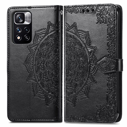 Leather Case Stands Fashionable Pattern Flip Cover Holder for Xiaomi Mi 11i 5G (2022) Black