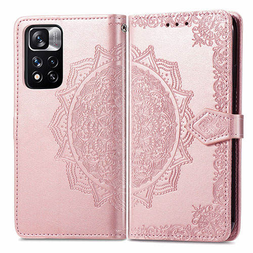 Leather Case Stands Fashionable Pattern Flip Cover Holder for Xiaomi Mi 11i 5G (2022) Rose Gold